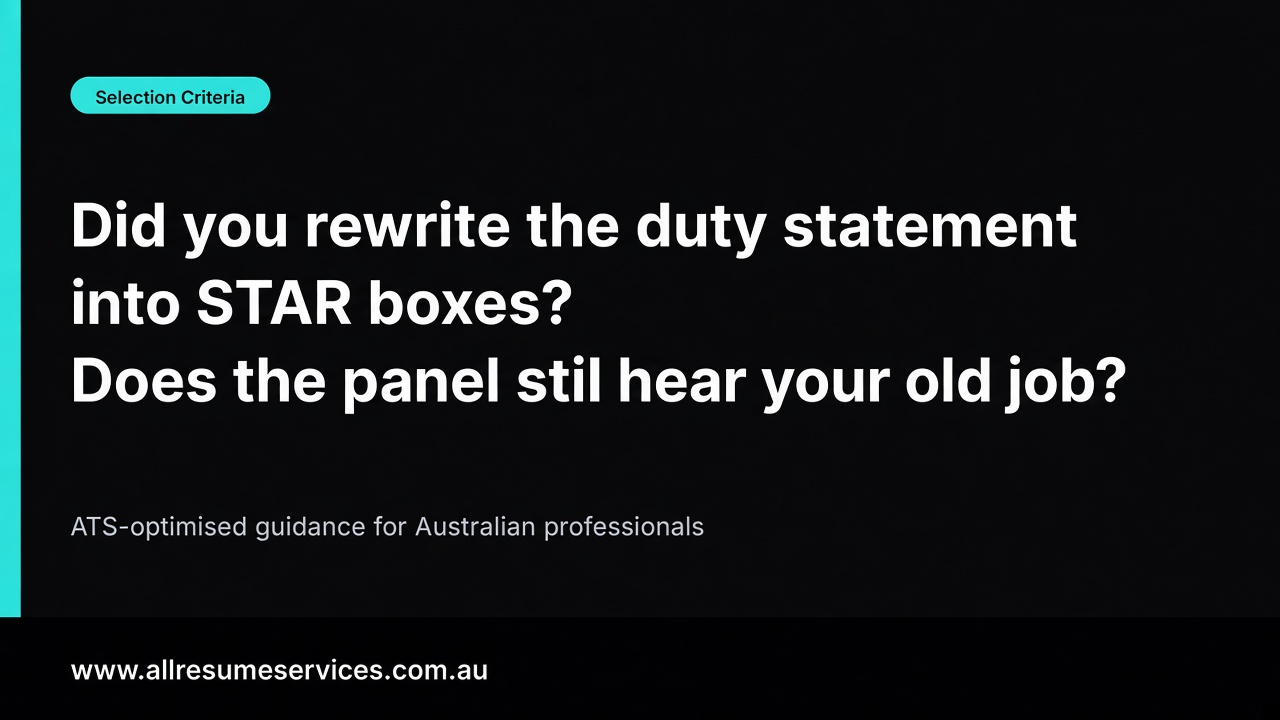 Did you rewrite the duty statement into STAR boxes? Does the panel still hear your old job?