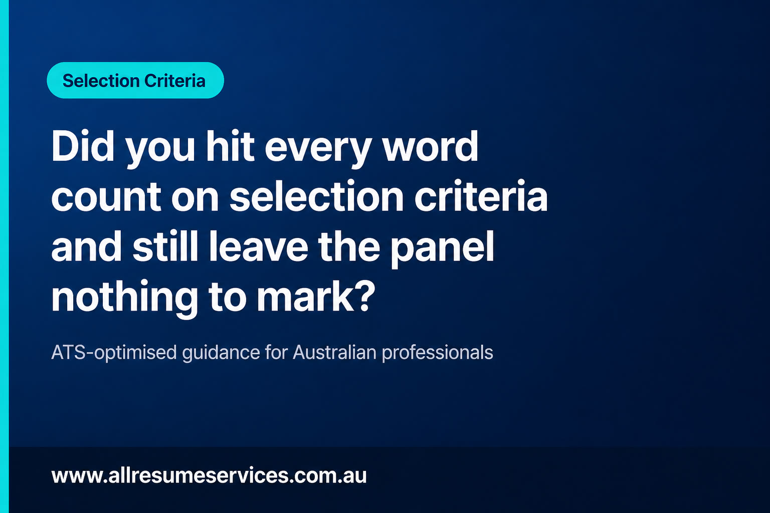 Did you hit every word count on selection criteria and still leave the panel nothing to mark?