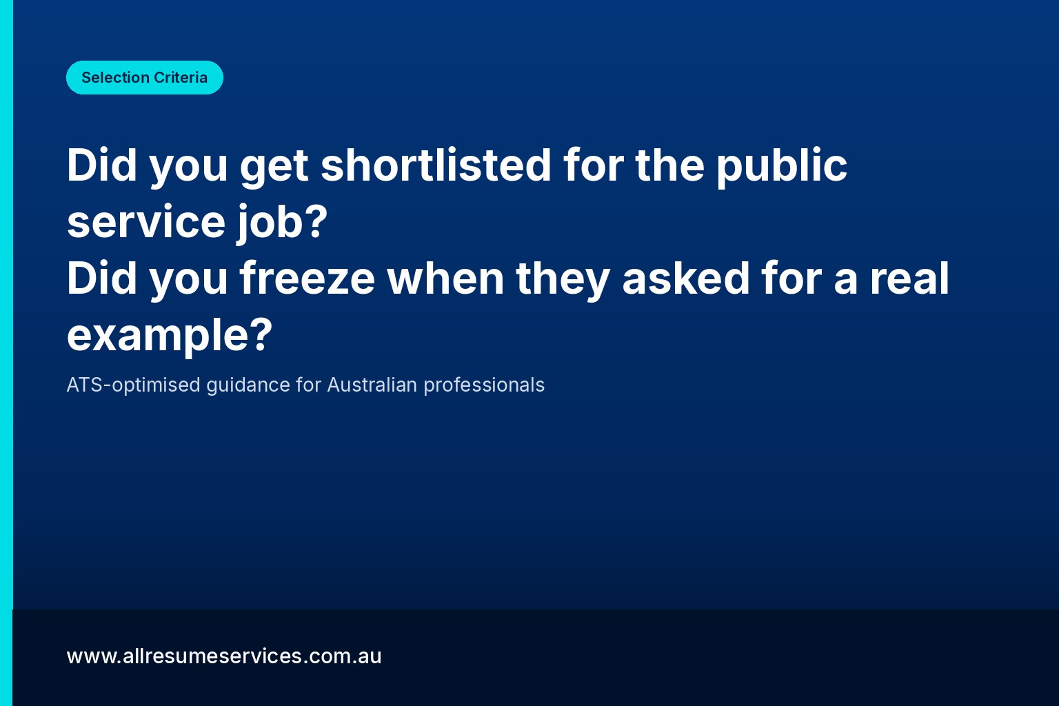 Did you get shortlisted for the public service job? Did you freeze when they asked for a real example?